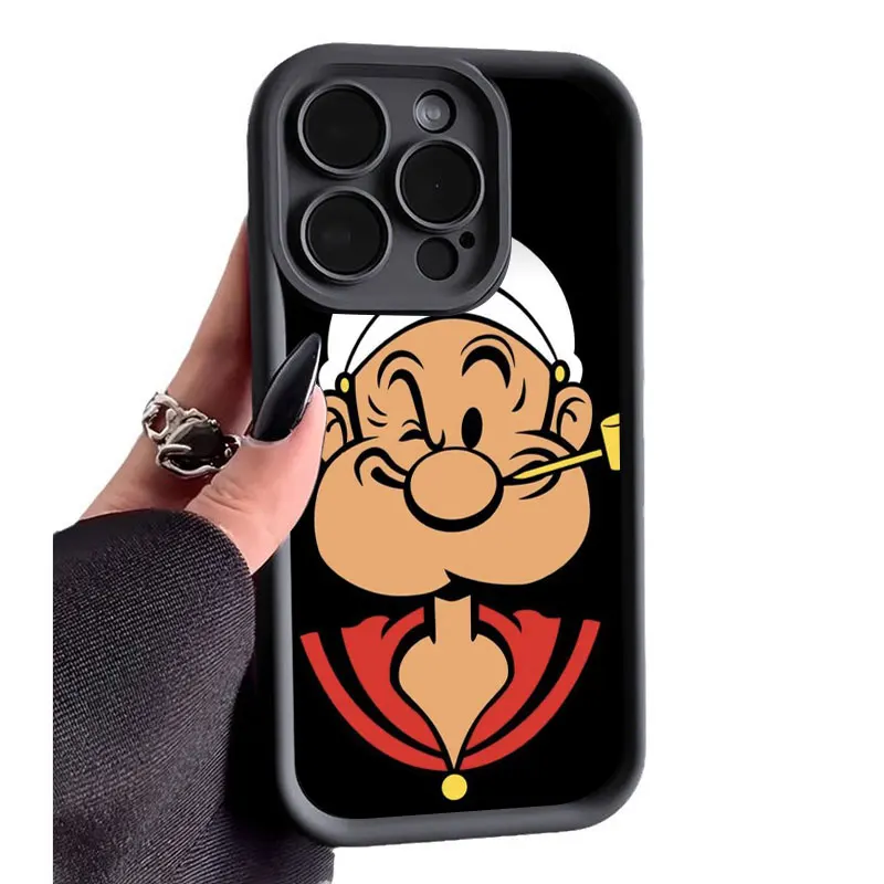 Cute Cartoon P-Popeyes Sky Eye Stairs Soft Silicone Phone Case For Apple iPhone 12 13 Mini 11 14 15 16 Pro Max 7 8 Plus