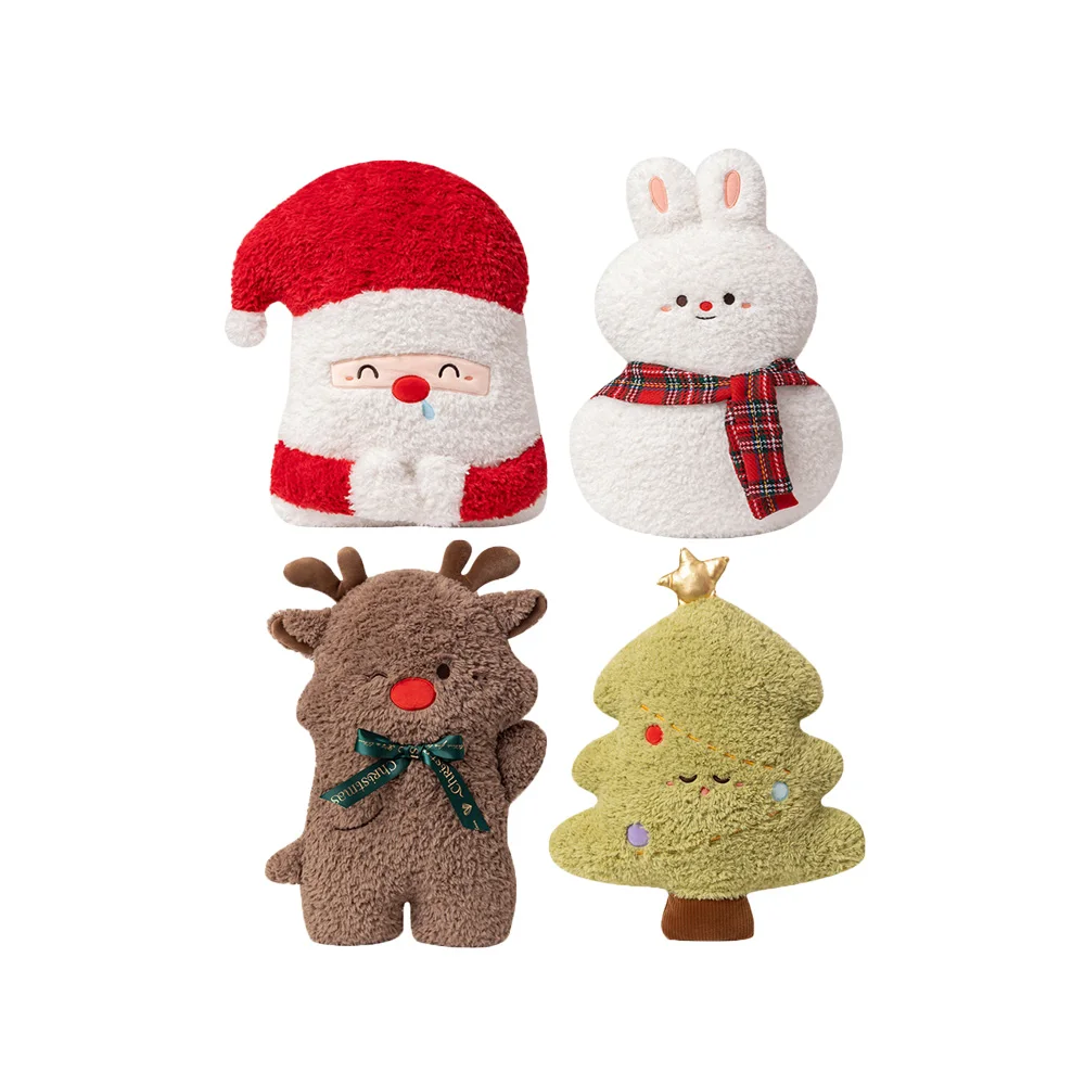 Hot Selling Christmas Tree Soft Pillow Santa Plush Toy Stuffed Rabbit Reindeer Animal Christmas Presents For Children Home Decor