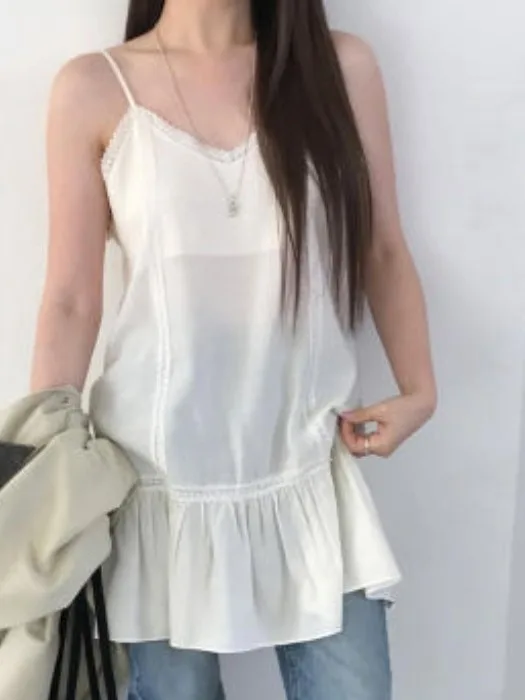 

Summer New Design Lace Overlap Strap Dr Women's Skirt Splicing Hemline Dr Sli Trendy Fem Clothing