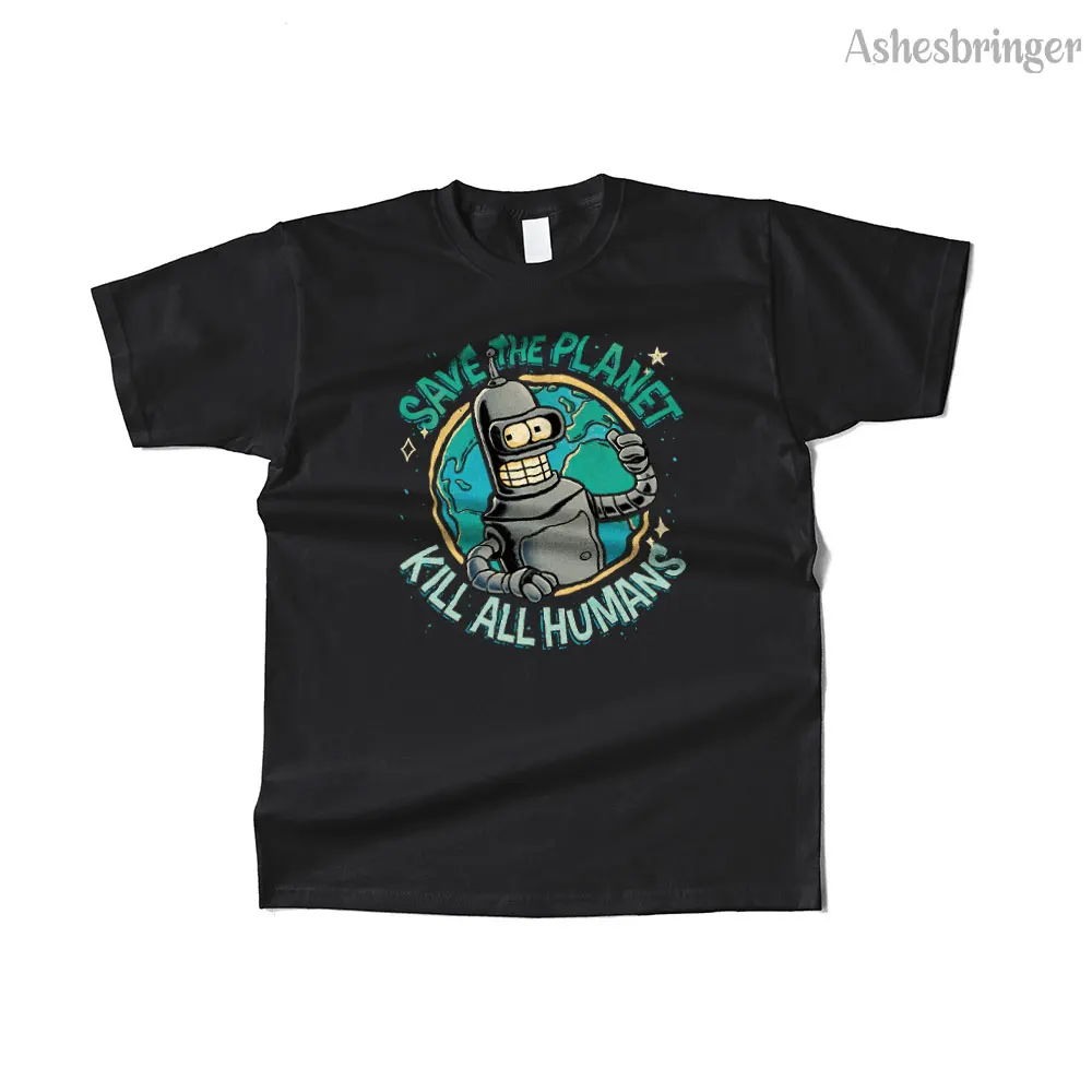 Camiseta divertida Retro con gráfico de Save the Planet, Kill All Humanans de algodón para hombre, camiseta de estilo informal callejero para hombres y mujeres