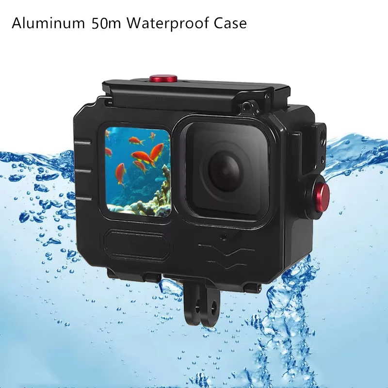 

Алюминиевые аксессуары, водонепроницаемый корпус для глубокого дайвинга 50 м для GoPro Hero 13 12 11 10 9, защитный чехол для камеры быстрого установки