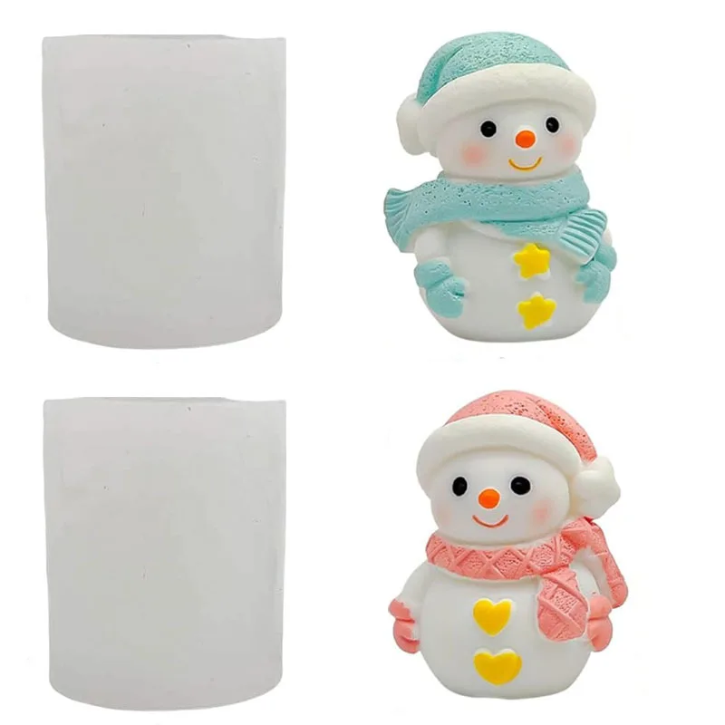 

2025 Новая популярная силиконовая форма для рождественской свечи со снеговиком, креативная форма для украшения свечей в виде снеговика «сделай сам»