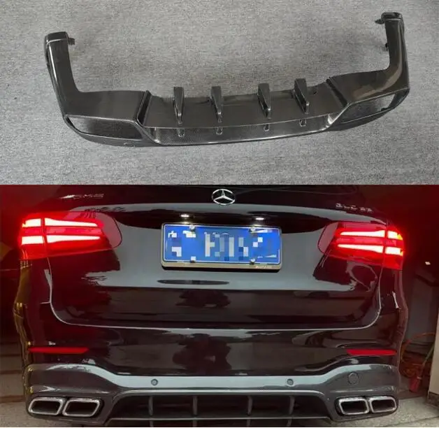 For Mercedes-Benz GLC260 GLC300 GLC43 GLC63 AMG 2020 2021 2022 Real Carbon Fiber Rear Bumper Trunk Diffuser Spoiler Exhaust Tips