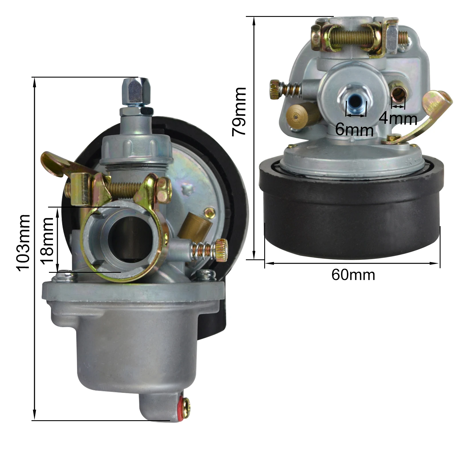 Motorized Bicycle Carburetor Carb for 49cc 50cc 60cc 66cc 80cc 2 Stroke Engine Motor Bike Carburetor