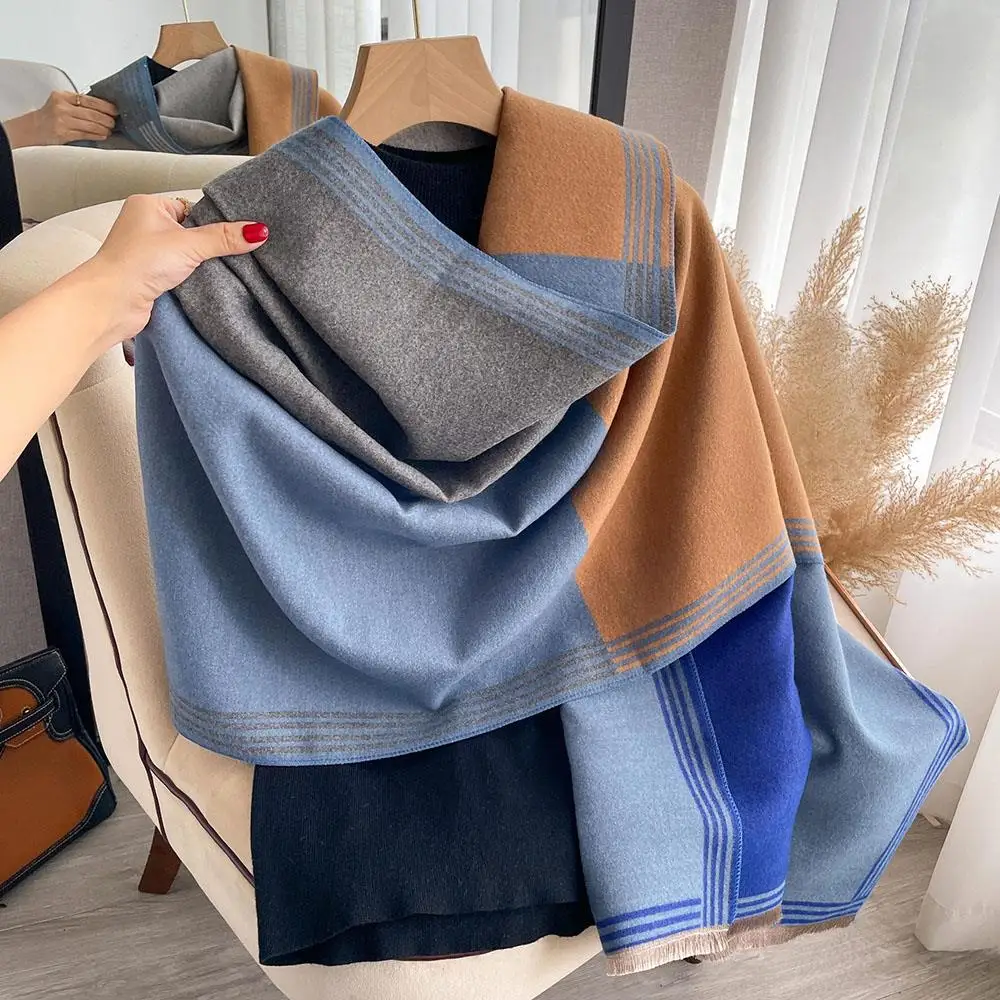 

Luxury Cashmere Winter Scarf Warm Pashmina Geometric Print Adult Scarves Female Shawls Wraps Thick Soft Bufanda Poncho Wrap