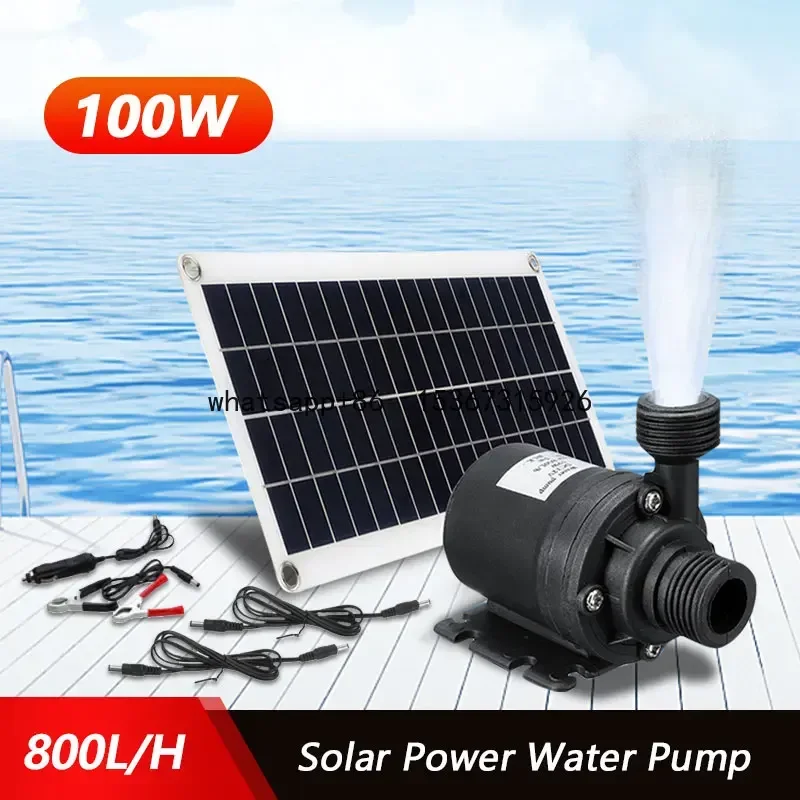 

100w 800L/H Solar Panel 12V Brushless Set Ultra-quiet Submersible Water Pump Motor Fish Pond Fountain Powered Garden Decorations