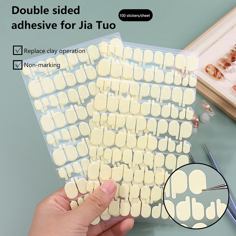 1Sheet Press On Double Side Jelly Tape Nail Glue Adhesive Clear Stickers Manicure Nail Art Display Stand Salon Practice Showing