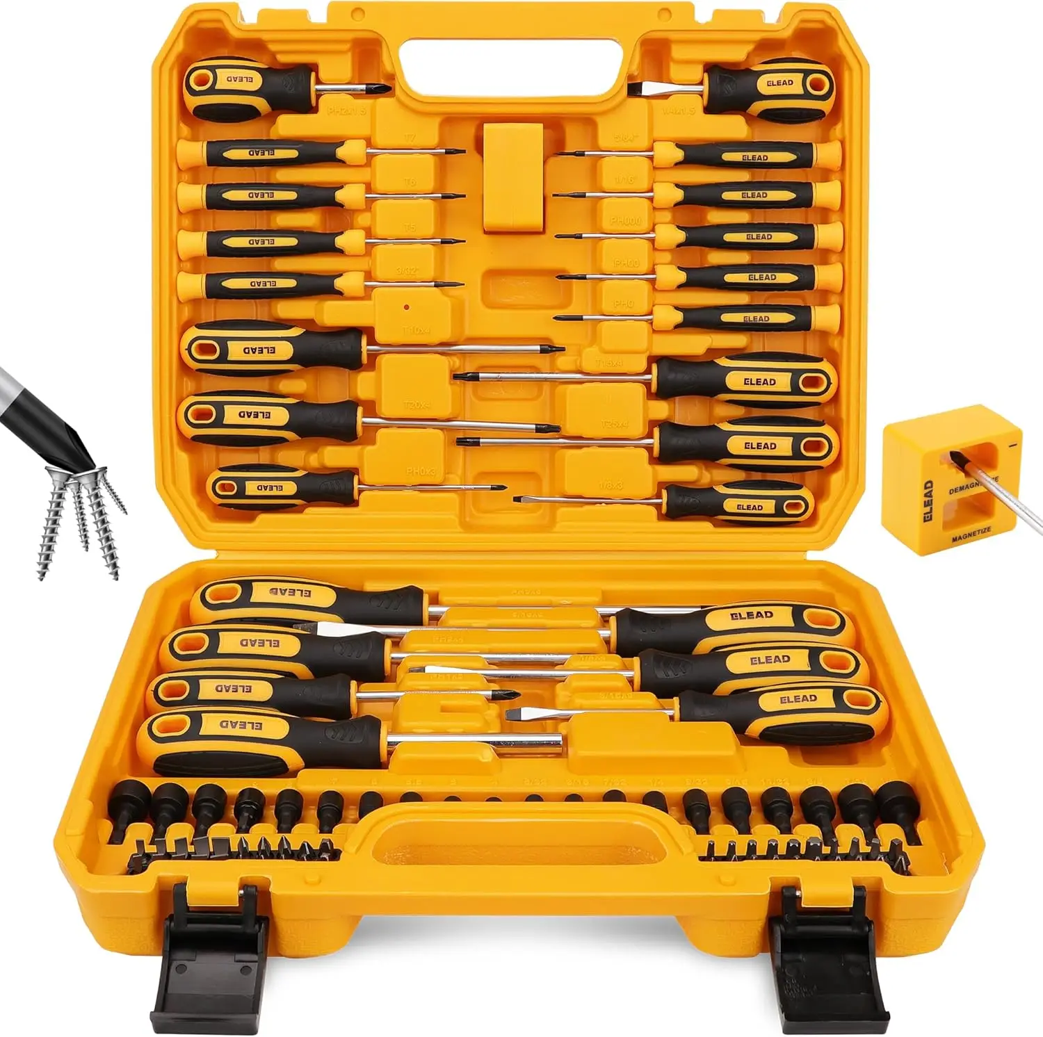 

86-Piece Magnetic Screwdriver Set with Case: Slotted, Phillips, Hex, Torx, Precision Bits for Mechanics and Professionals