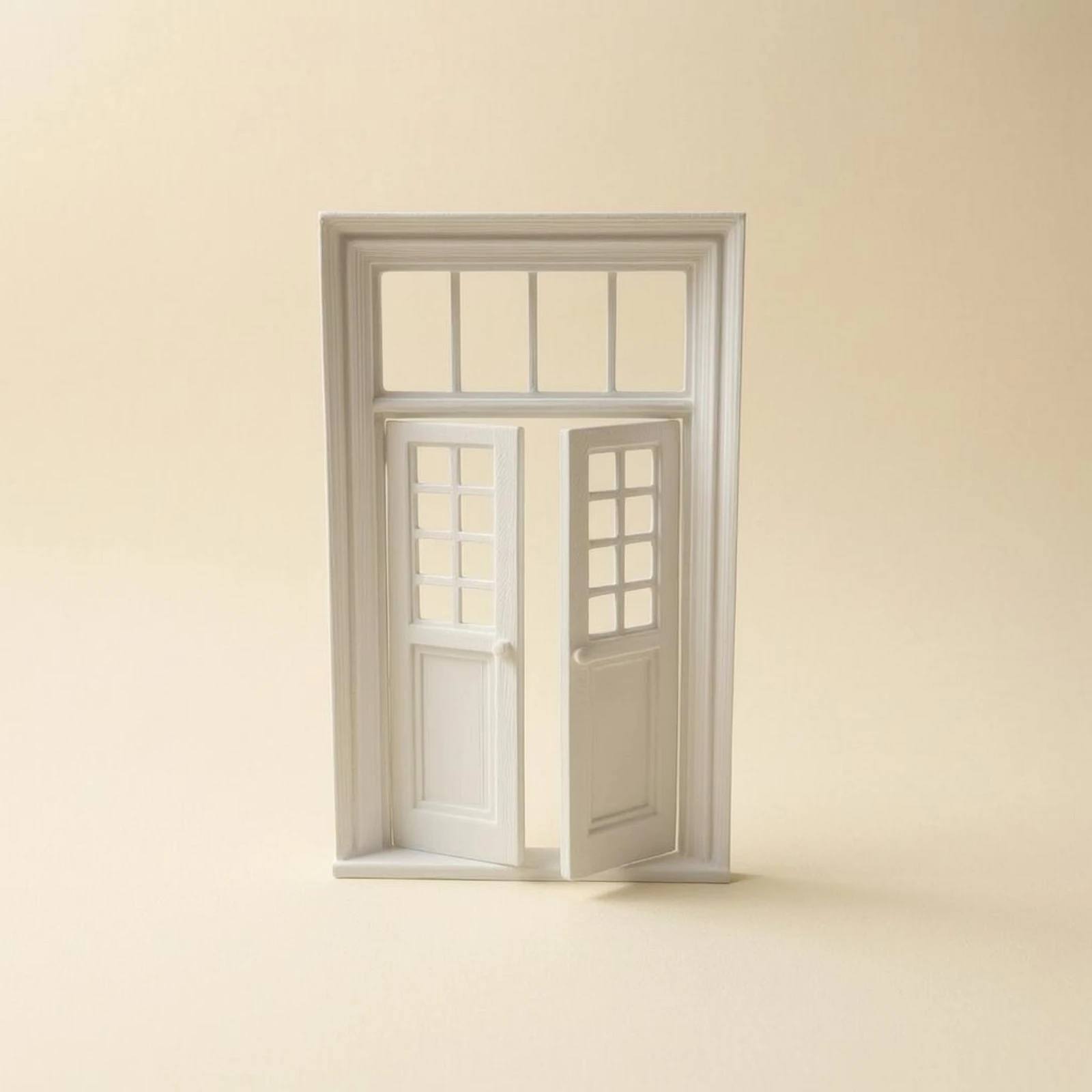 1:12 Scale Dollhouse Door DIY Two Panel Transom Door Transom Window Model Decorative Openable view 6