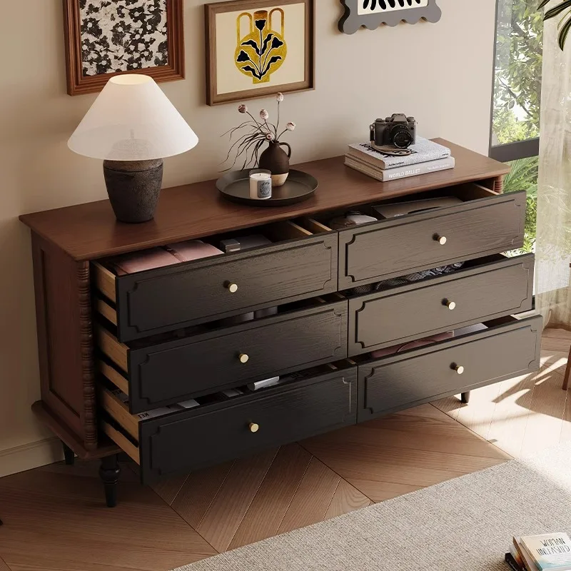 Retro solid wood chest, living room drawer cabinet, dining side cabinet