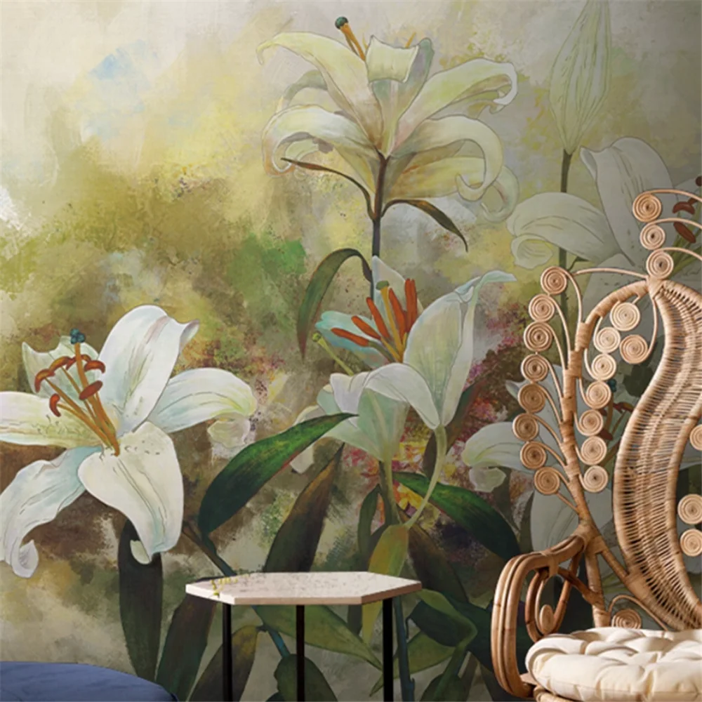 

Фон для телевизора на заказ, диван, ресторан, ретро, цветок лилии, обои, фрески, обои, водная лилия, papel de parede para 3D обои