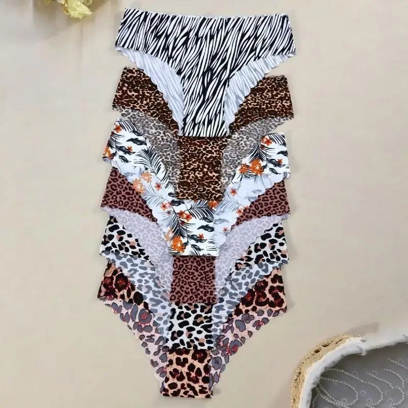 

6 шт. популярные трусики из ледяного шелка, бесшовные, полубедра, дышащие, хлопковые, с подтяжкой бедер, цельное треугольное нижнее белье для женщин, новинка