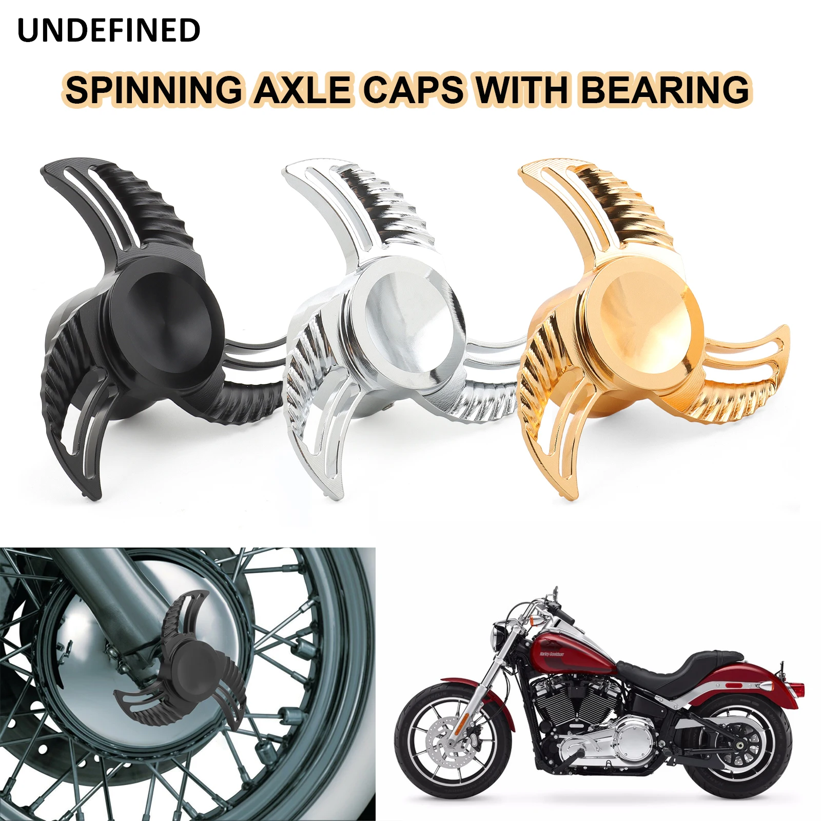 Spun Blade Spinning Axle Caps For Harley Touring Road King Street Glide Sportster XL 2008-2023 Dyna Street Bob Softail Fatboy