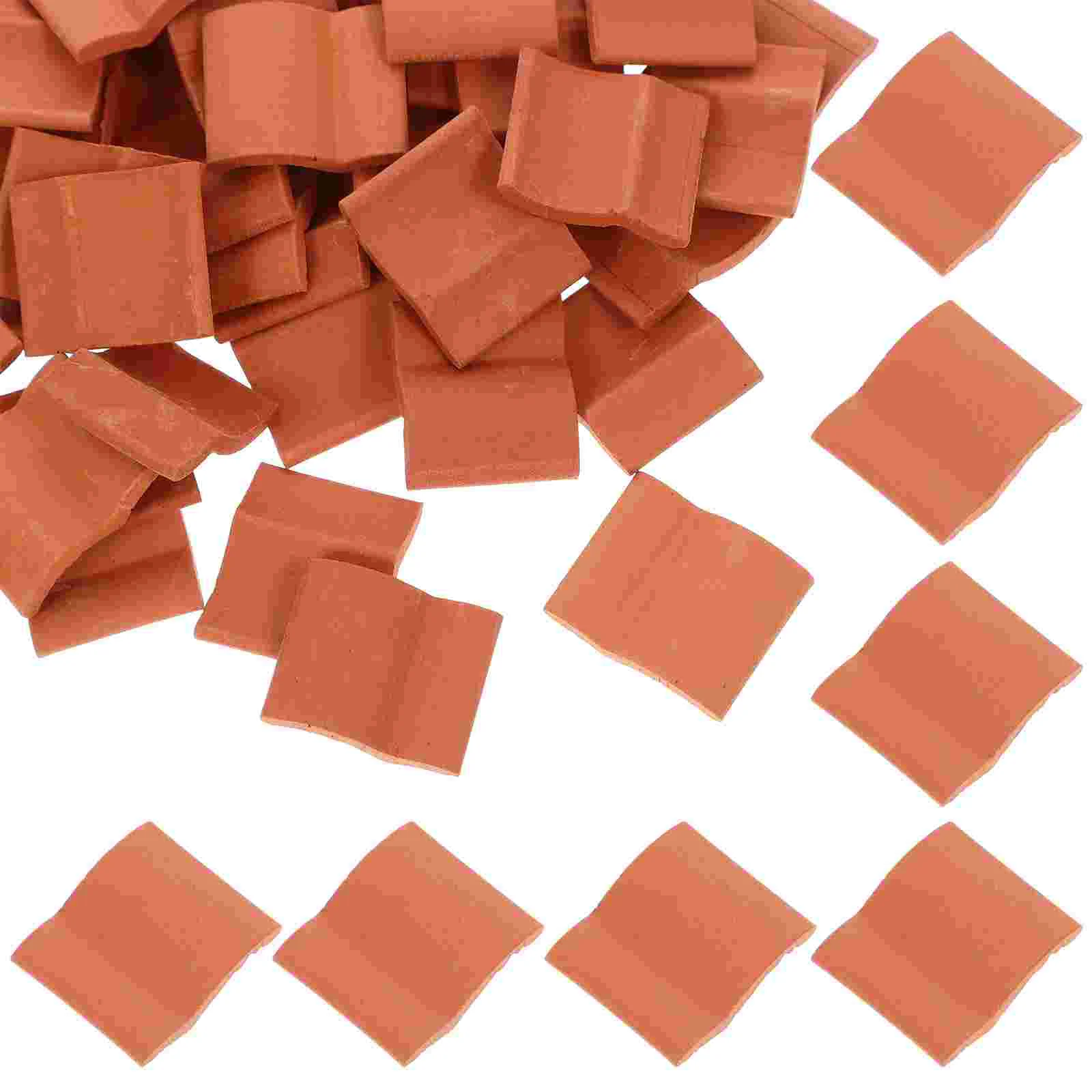 60 Pcs Simulated Building Tiles House Supplies Decoration Dolls Roof Miniature Decorative Soil Furniture