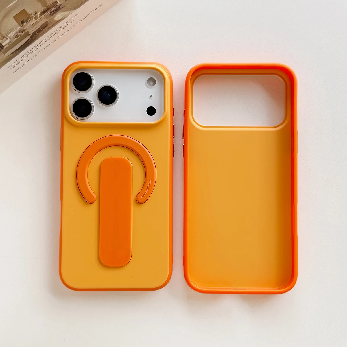 Magnetische Hülle für iPhone 17 Pro Max 17 Pro Cover, weich, matt, stoßfest, Farbblock, Ringhalter, Ständer, Kamera-Tastenschutz, Schutzhülle