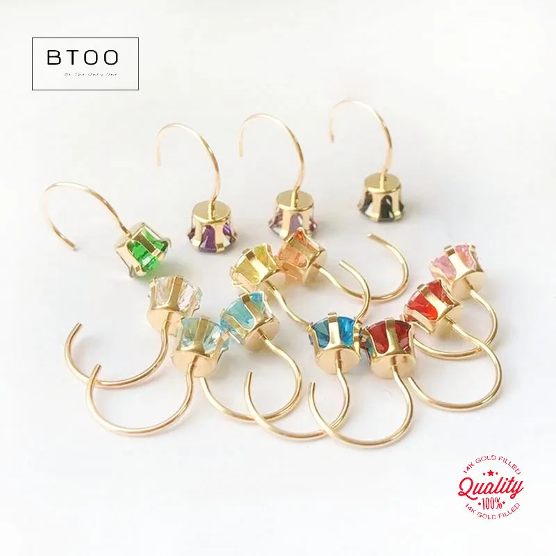 

Серьги-кольца с наполнителем из 14-каратного золота с шестью зубцами, 6 мм, защелкивающиеся камни 3A, камень CZ, камень для женщин, оптовая продажа ювелирных изделий