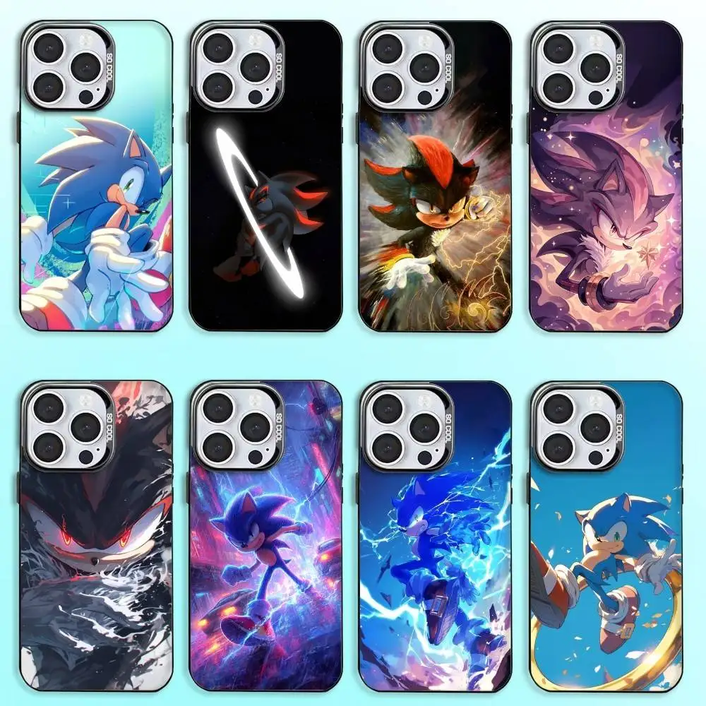 

Sonic The-Hedgehog Phone Case For iPhone17,16,15,14,13,12,11 Plus,Pro Max Colored Silver Plated Inside Cover