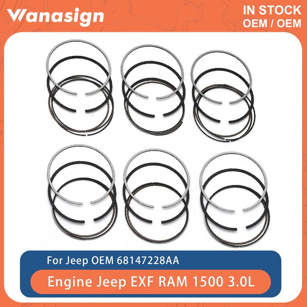

Engine Piston Rings Set STD 0.5 Fit 3.0 L For Jeep Grand Cherokee EXF RAM 1500 3.0L Benz C320 E350 OM642 V6 Diesel Turbocharged