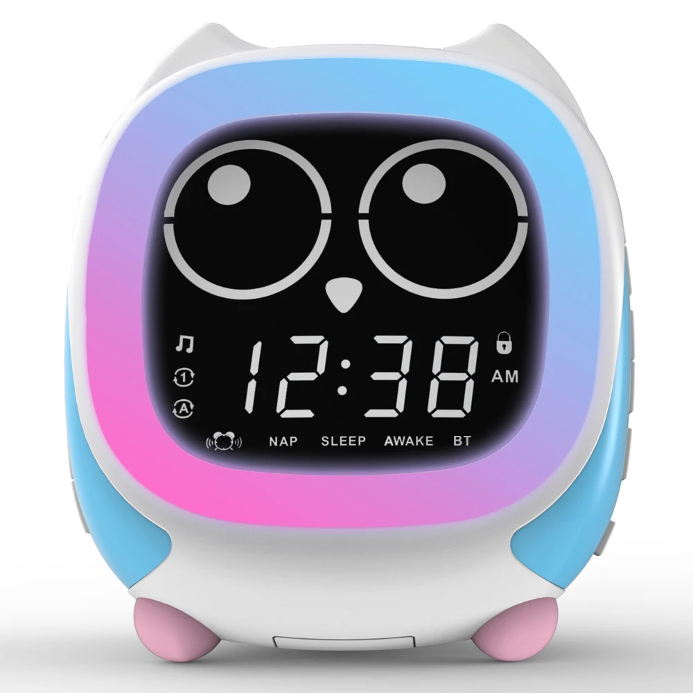 Kids Alarm Clock,Sunrise/Sunset Simulation Bedside Lamp Grow Children's Clock Trainer Bluetooth Music Player,White Noise Machine