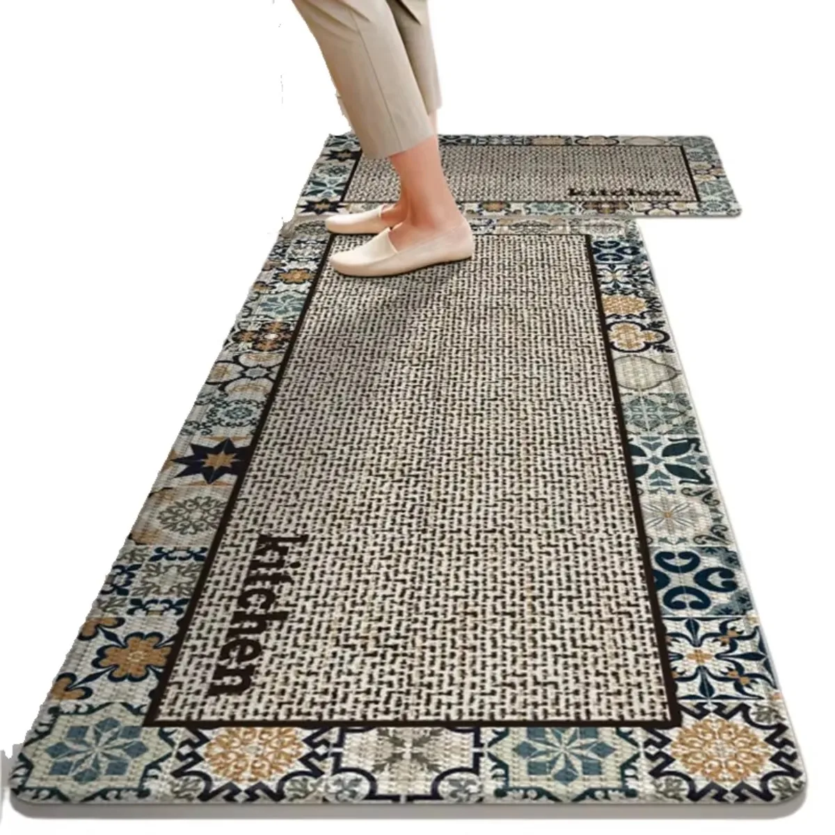2026 New Trendy Non Slip Oil Resistant Kitchen Floor Mat Wash Free Absorbent Water Oil Absorbing Special Floor Mat for Kitchen