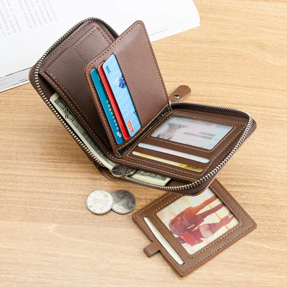 

Multi-position 3 Fold Wallets Durable Leather Anti-theft Cash Bag Multi-card Bit Wear Resistant Men's Short Wallet Shopping