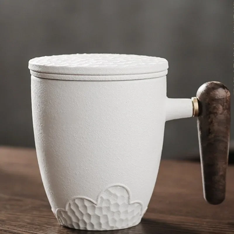 

Coarse pottery men's office business with lid filter tea separation tea ceramic tea cup conference cup