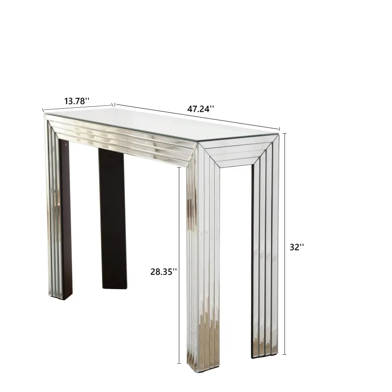 Modern Corridor Console Table Silver Mirror Glass Entrance Table Family Hotel Lobby Furniture