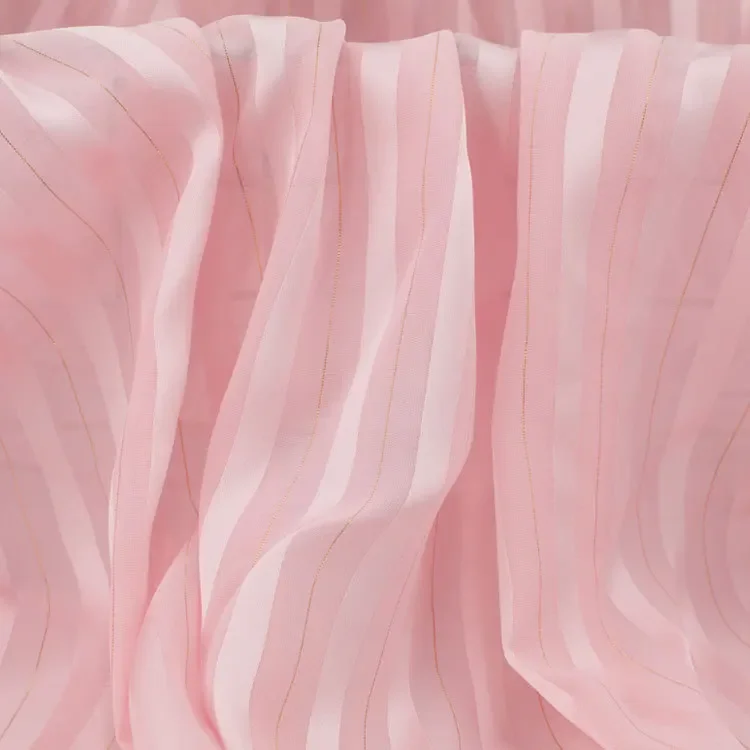 

Gold Stripes Organza Chiffon Fabric for Dress Making Sewing Materials 150cm Wide Fabric By The Meter
