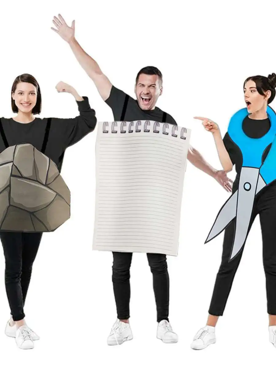 

New Halloween Fun Rock Paper Scissors Game Set Funny Party Bar Performance Costume Polyester Material Ethnic Stage Costume