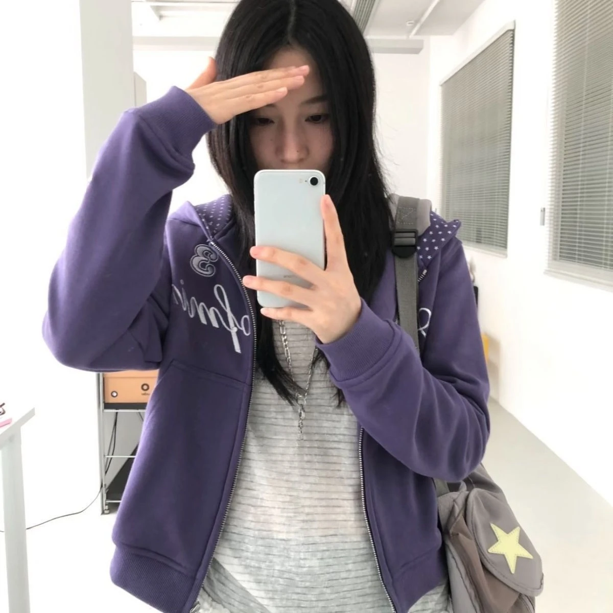 سترة نسائية بقلنسوة بتصميم كلاسيكي أمريكي كاجوال بأكمام طويلة معطف على شكل نجمة لطيف ملابس خارجية يابانية حلوة ملابس خروج عتيقة #2