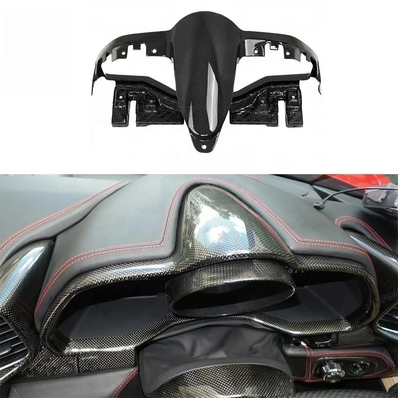 

Real Carbon Fiber Fabric Car Interiors Dashboard Cover For Ferrari 458
