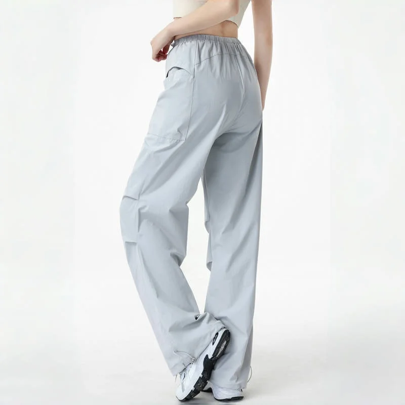 PHIGEER Elastic Waist Cargo Pants With Drawstring Women Lightweight Running Trousers Breathable  Lounge Sweatpants With Pockets