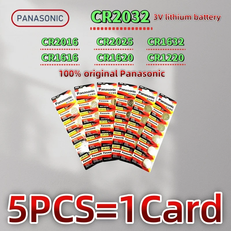 5Pcs Original Panasonic CR2032 3v Lithium Battery CR2025 CR2016 CR1632 CR1616 CR1620 CR2450 CR2430 CR2032 Batteria CR 2032