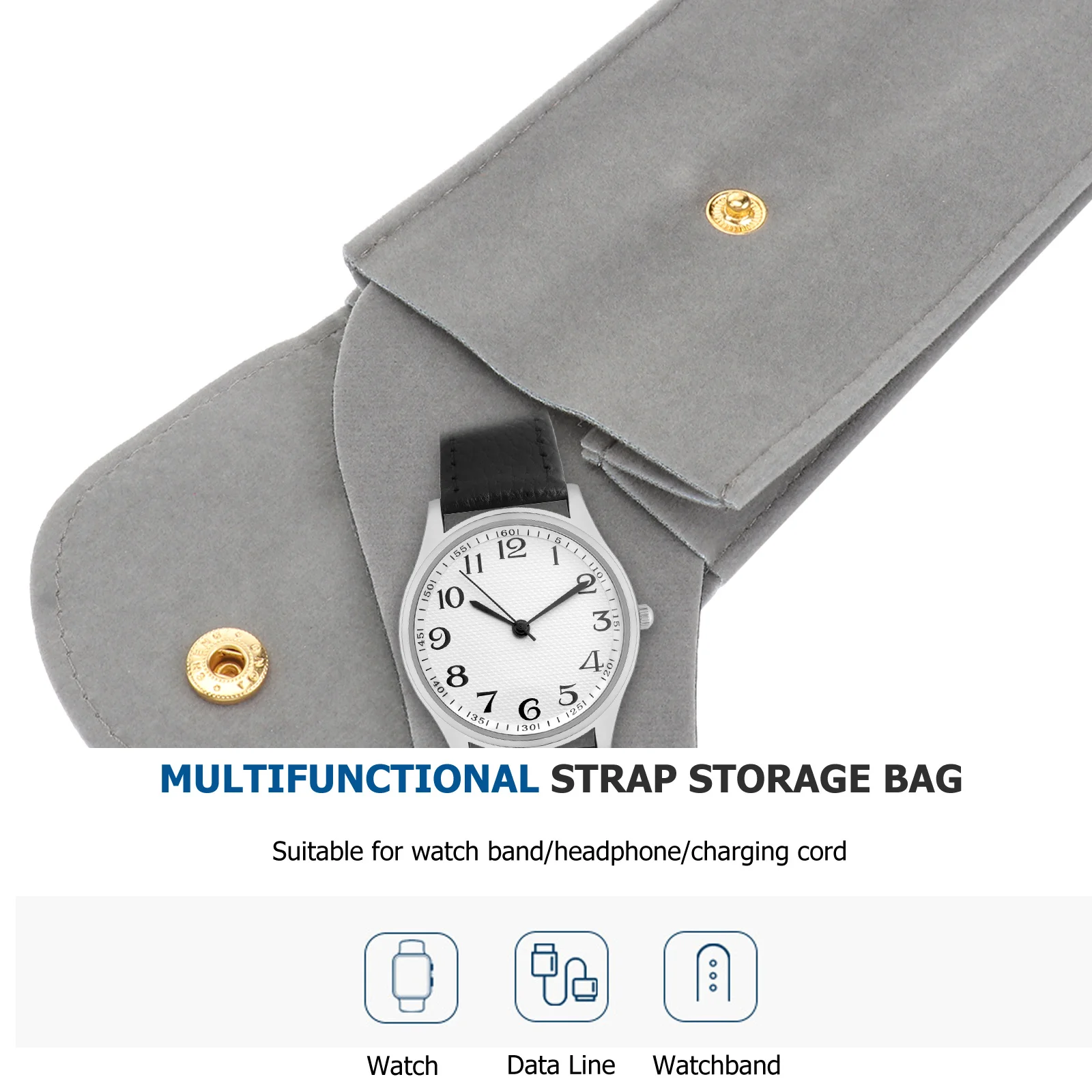 

2Pcs Watch Storage Pouch Durable Protective Case Simple Design Portable Travel Organizer Container