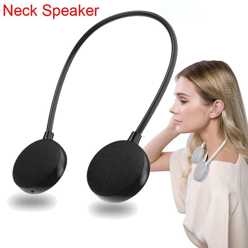 2022 new neckband bluetooth speaker, V5.0/ fabric/ IPX5 waterproof/ stereo sound/ 8 hours battery life/ Support Micro SD