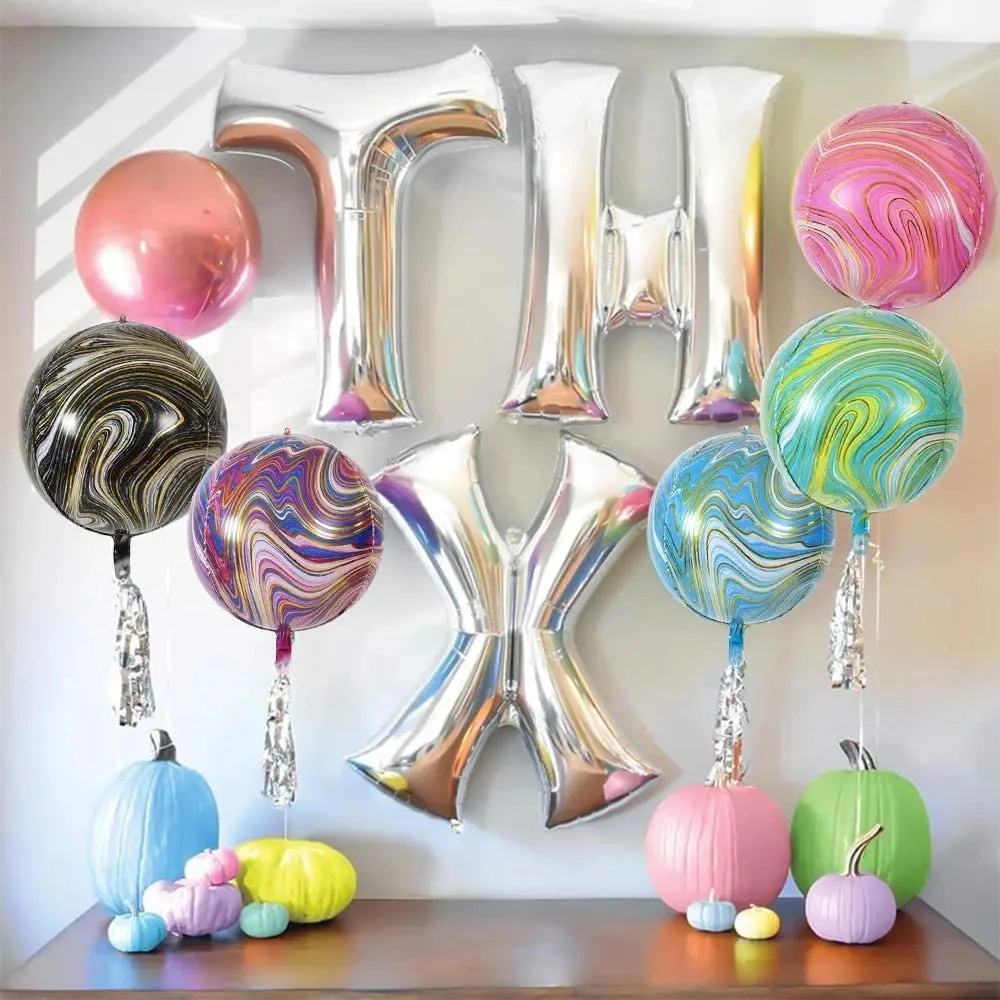 22Inch Color Texture Round Helium Balloon Wedding Birthday Party Decoration Baby Shower Agate 4D Balloon Balloon