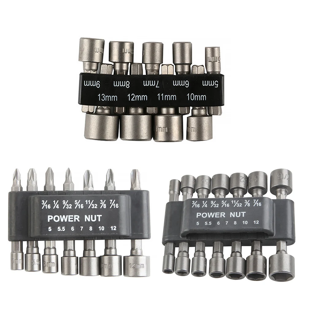 Universal Hexagonal Shank Nut Socket Power Drill Bit Set Electric Wrench Impact Driver Sockets Sleeve Kit Type 2