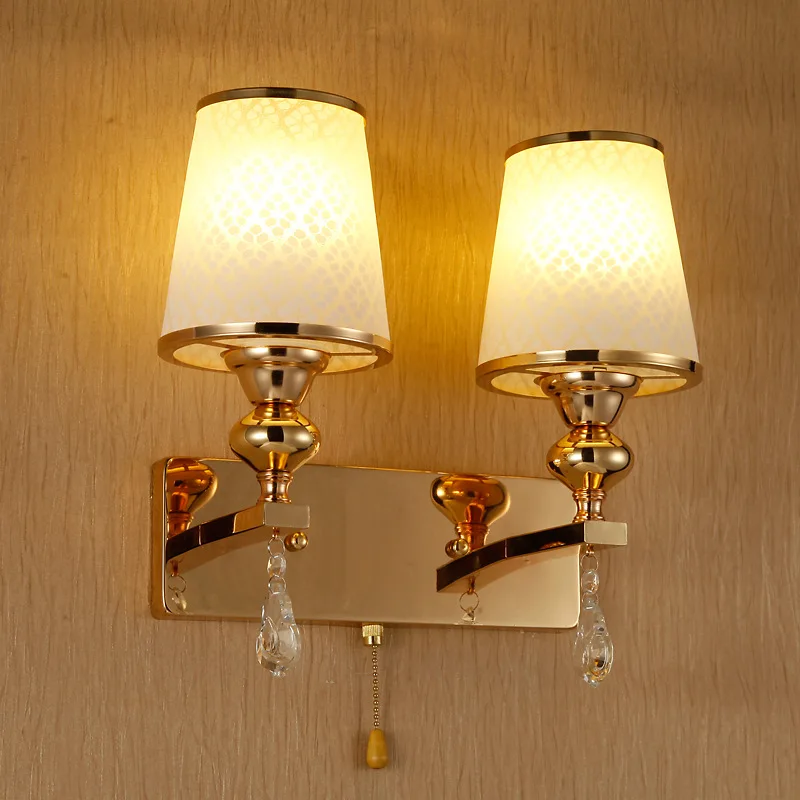 Glass Metal Rose Golden Plated Crystal Retro Loft E27 LED Wall Light Lamparas De Pared Bathroom Wall Sconce Abajur Luminaria