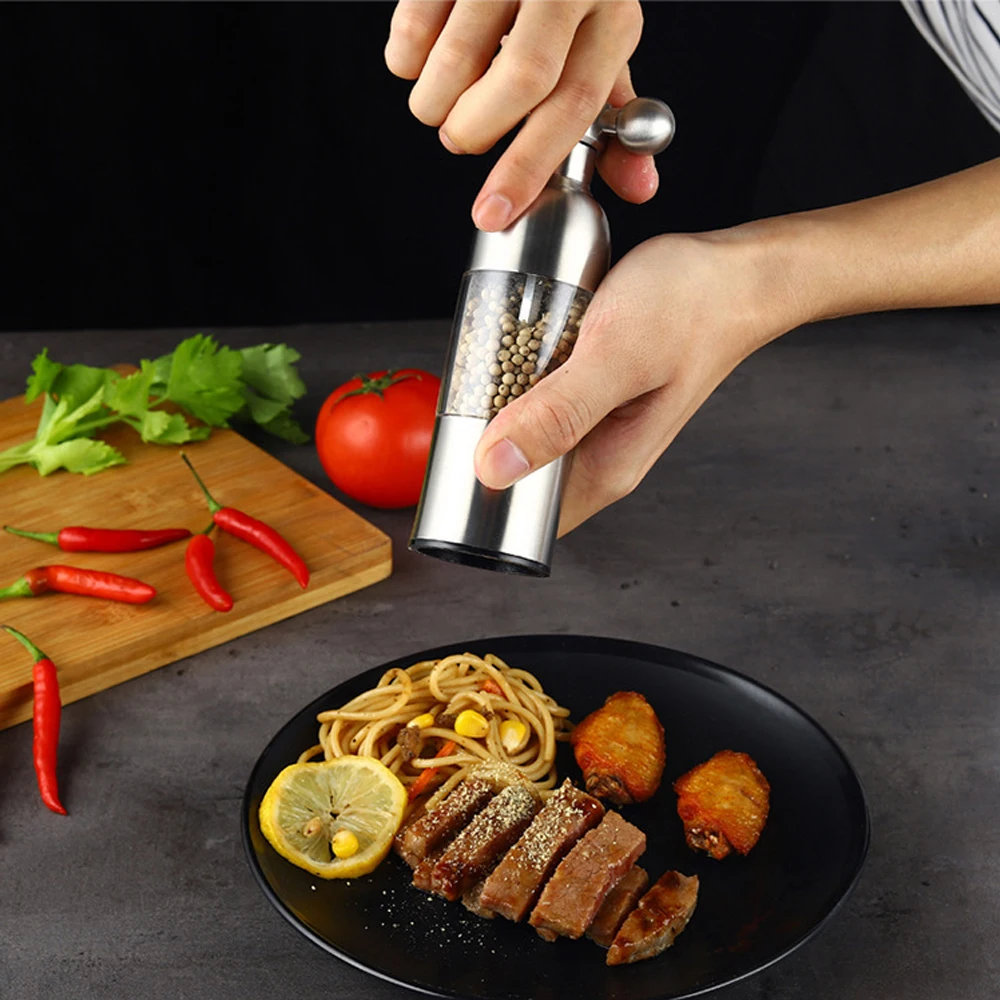 Pepper Mill Manual Stainless Steel Salt and Pepper Grinder Set with Adjustable Ceramic Grinding Spice Grinder