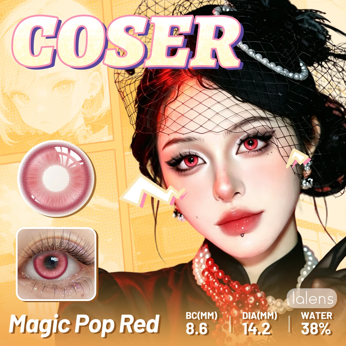 VISUASHOW 14,5mm Blaue Anime Cosplay Farbige Kontaktlinsen 6 Monate Einweg Lebendige Augen-Make-up Cyber Kosmetik Rote Weiche Linsen – Detail 16