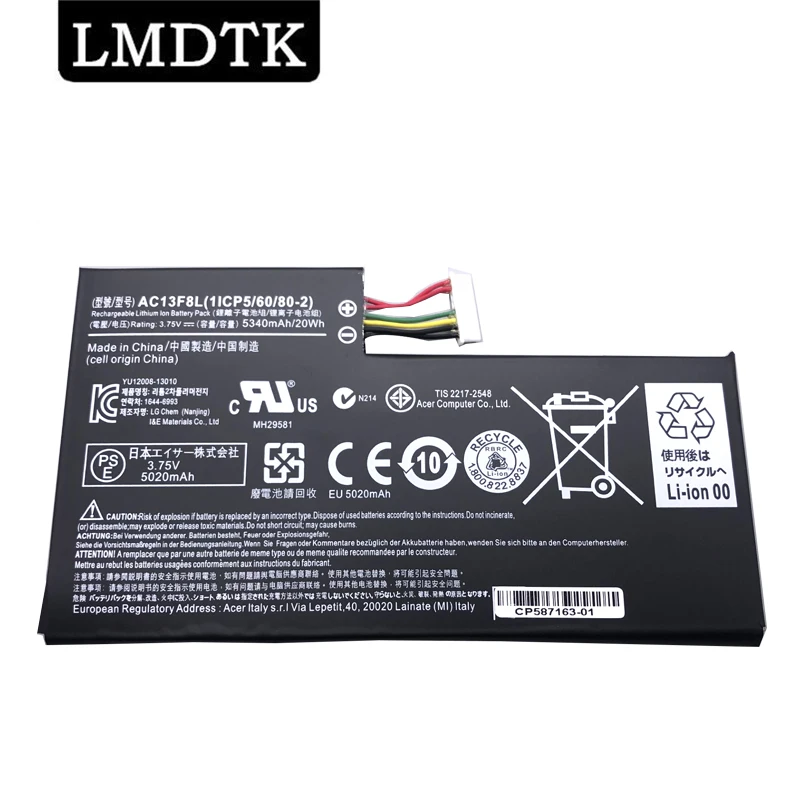 

LMDTK New AC13F8L Laptop Battery For ACER Iconia Tab W4 A1-810 A1-811 A1-A810 W4-820 W4-820P AC13F3L 3.75V 20Wh