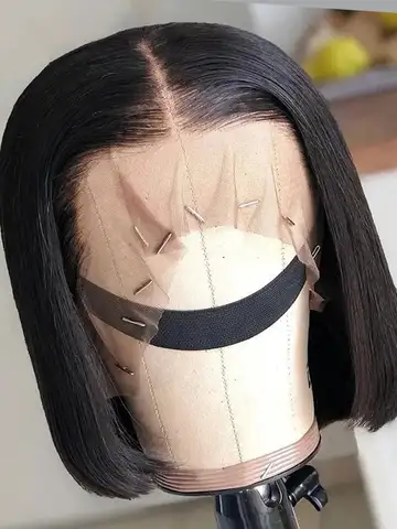 13x6 Glueless Straight Bob Wig Brazilian Human Hair Pre Cut HD Transparent Lace Front Wigs Short Bob For Black Women