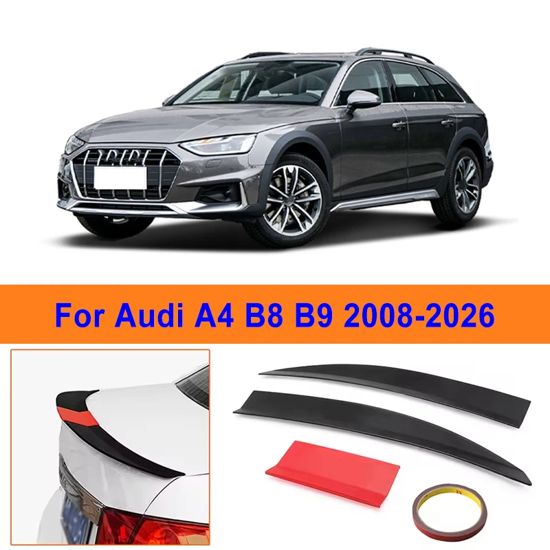 

For Audi A4 B8 B9 2008-2026 3-Section ABS Rear Trunk Spoiler 115-125cm Adjustable Sports Decor Top Wing Car Exterior Parts