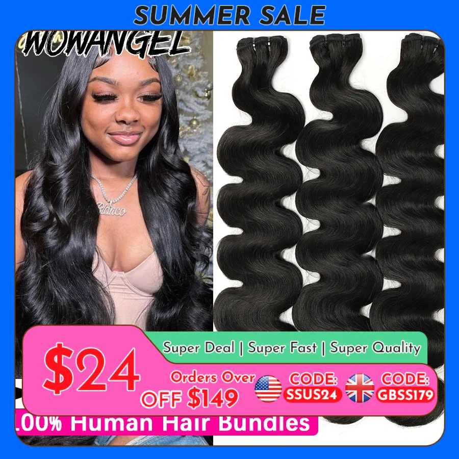 Wow Angel 28 30 inch Body Wave Human Hair Bundles 1/3/4 pieces 10A Brazilian Remy Hair Extensions Single Bundle Virgin Hair