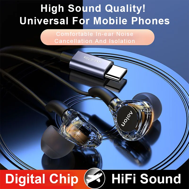 KHwatch HiFi السلكية سماعة سماعة 3.5 ملم وType-C سماعات موسيقى سماعة رأس رياضية باس ستيريو الألعاب لايف كاريوكي مع هيئة التصنيع العسكري RM670