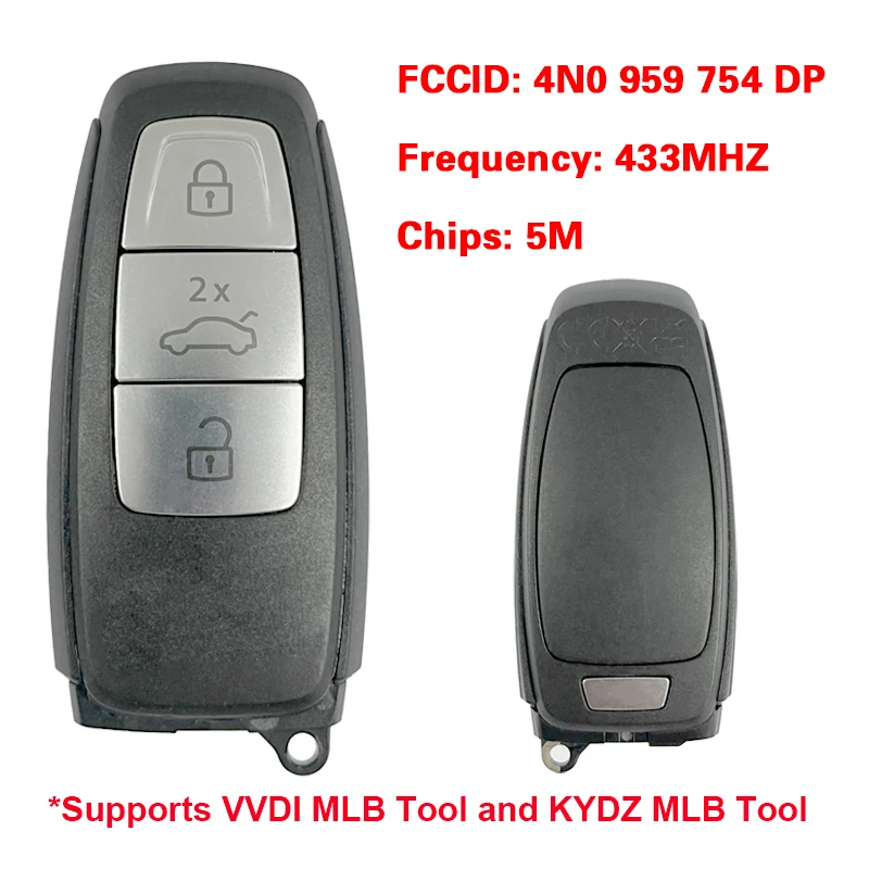 CN008109 Original 433 MHz 5M Chip Smart Remote Key for Audi A4 A5 A6 A7 A8 Q5 Q7 Q8 2016-2021 FCC ID 4N0 959 754 DP Keyless Go