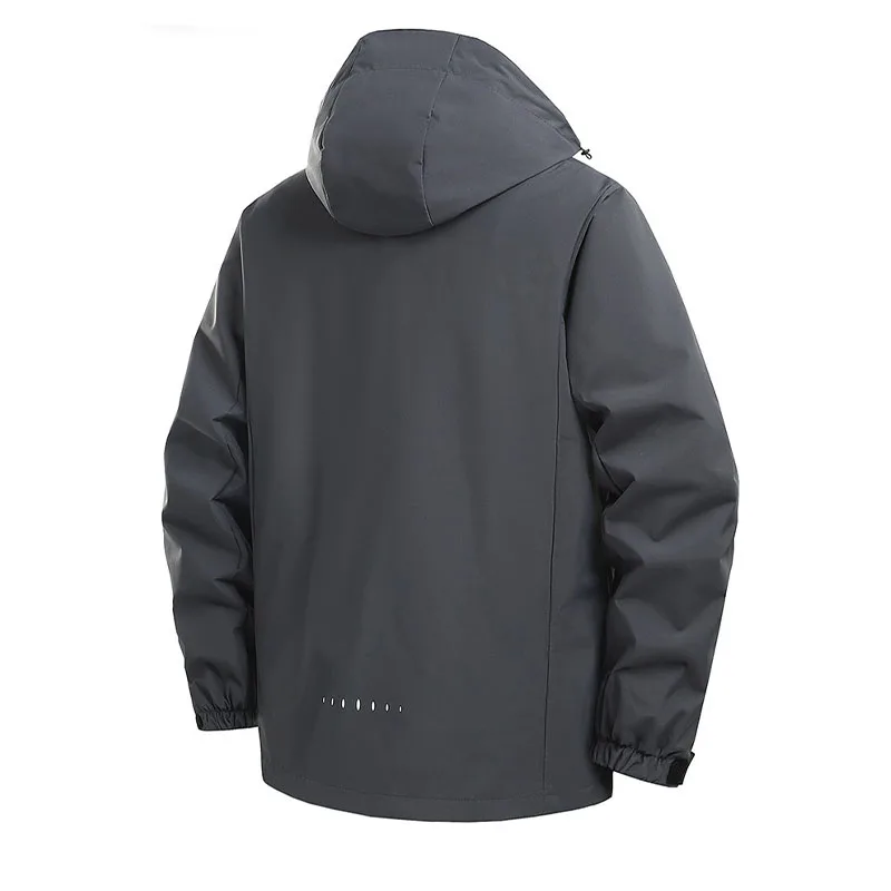 New men's outdoor waterproof raincoat lightweight hooded jacket casual street hiking windproof jacket mountaineering jacket