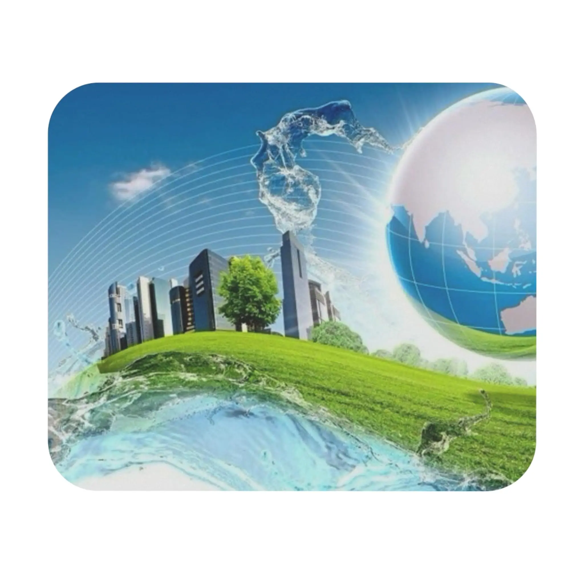 

Frutiger Aero Aqua Globe City Print Square Mouse Pads Lock Edge Gaming Mousepad Mouse Mat Keyboard Mats 22x18cm