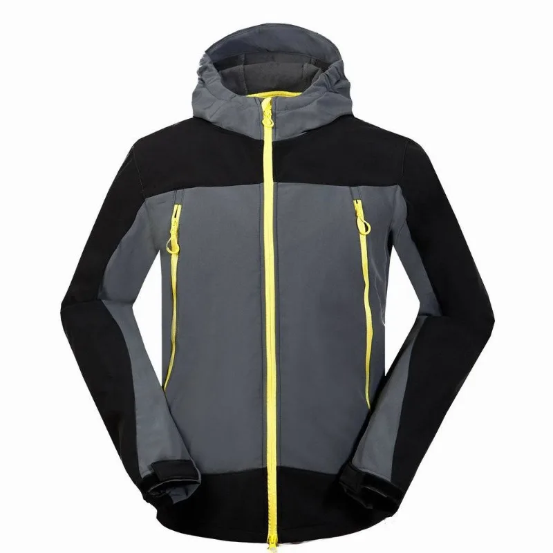 Outdoor Wear-resisting Hiking Jacket Men Windproof Fashion Zipper Color Contrast Softshell Coat Camping Treking Cycling Chaqueta