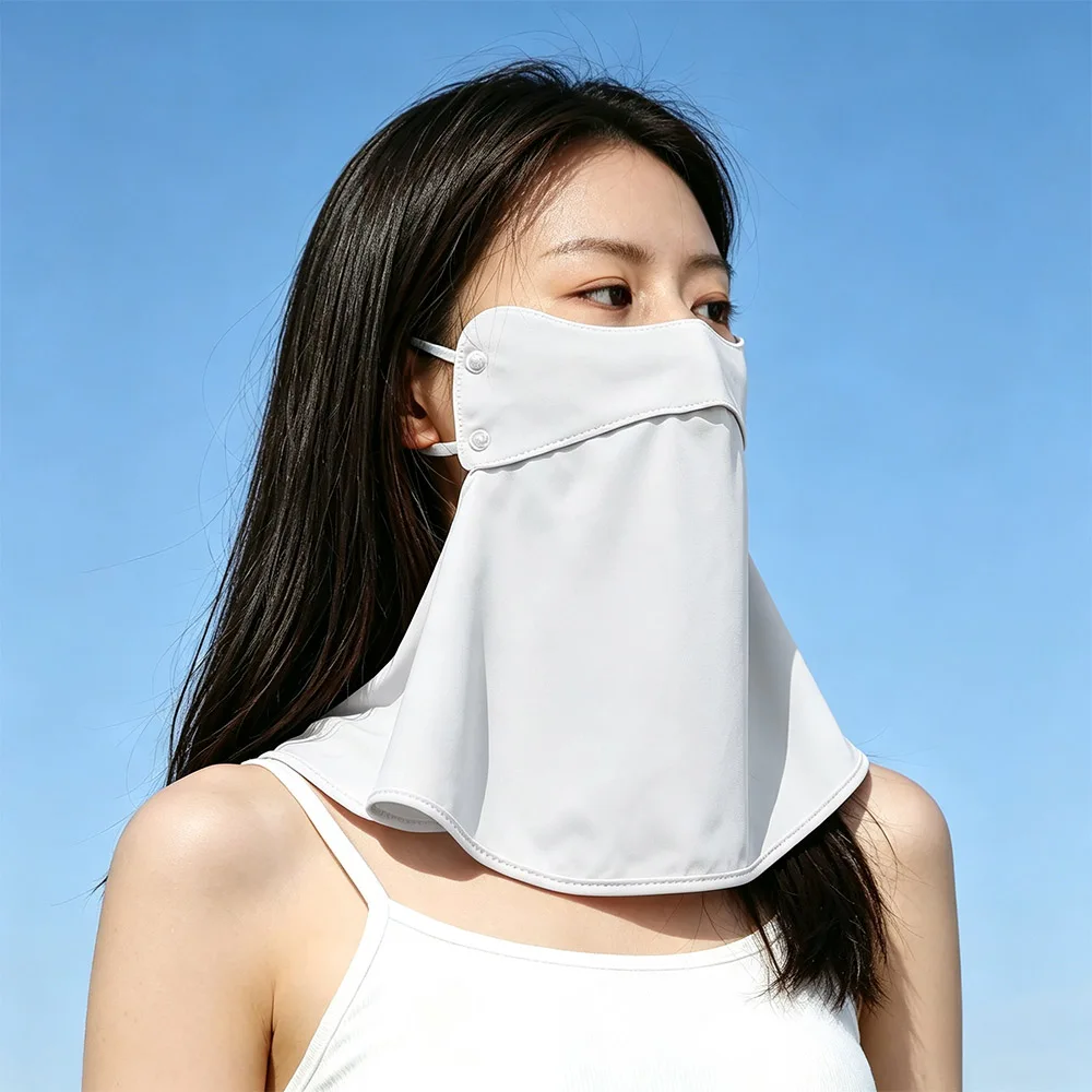 Fashion Summer Face Sunscreen Veil Anti UV UPF 50+ Ice Silk Face Cover Breathable Outdoor Neck Wrap Cover for Male Female